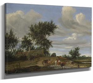 Salomon Van Ruysdael A Country Road By Salomon Van Ruysdael