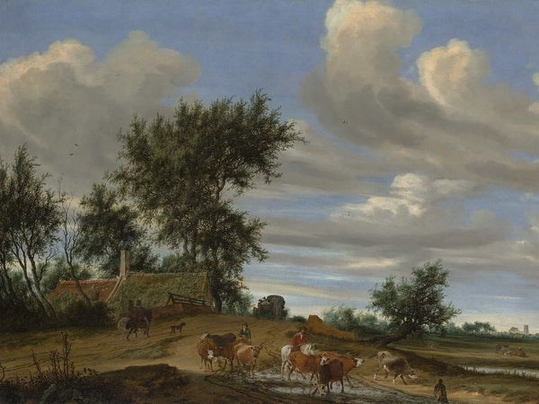 Salomon Van Ruysdael A Country Road By Salomon Van Ruysdael