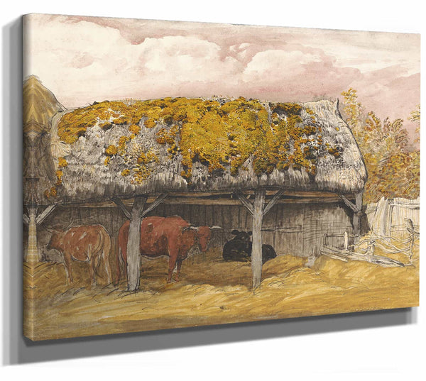 A Cow Lodge With A Mossy Roof By Samuel Palmer