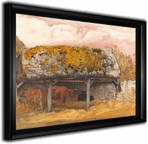 A Cow Lodge With A Mossy Roof By Samuel Palmer