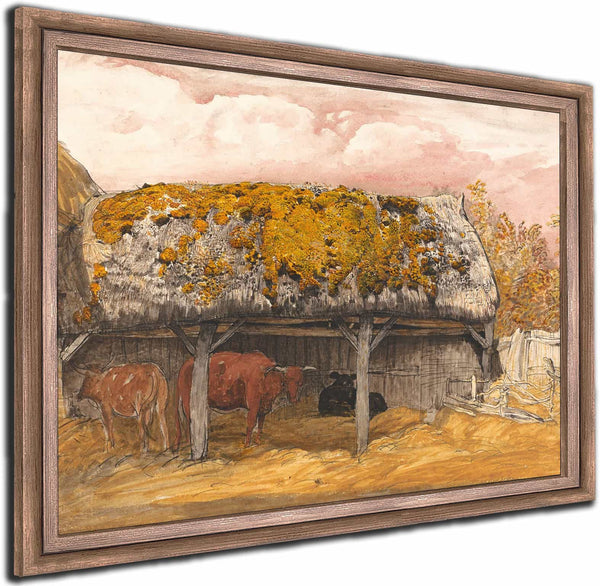 A Cow Lodge With A Mossy Roof By Samuel Palmer