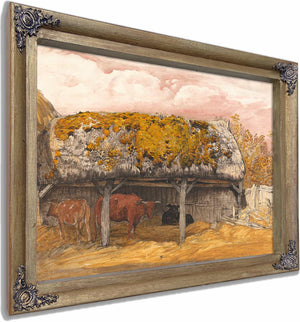 A Cow Lodge With A Mossy Roof By Samuel Palmer