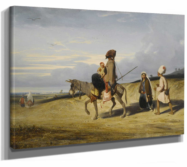 Alexandre Gabriel Decamps 14" x 11" / Stretched Canvas Wrap A Desert Passage By Alexandre Gabriel Decamps