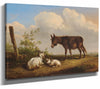A Donkey And Goats On A Country Road By Eugene Joseph Verboeckhoven