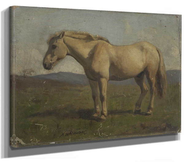 A Dun Horse By Adolph Tidemand