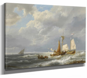 A Dutch Barge Offshore Amid Small Vessels In A Stiff Breeze By Hermanus Koekkoek The Elder