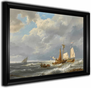 A Dutch Barge Offshore Amid Small Vessels In A Stiff Breeze By Hermanus Koekkoek The Elder