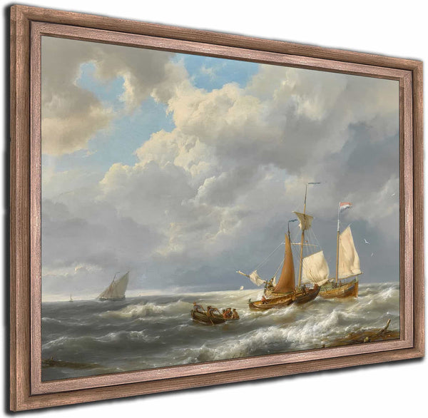 A Dutch Barge Offshore Amid Small Vessels In A Stiff Breeze By Hermanus Koekkoek The Elder