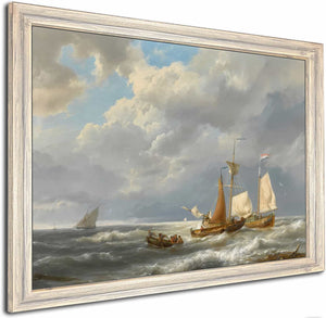 A Dutch Barge Offshore Amid Small Vessels In A Stiff Breeze By Hermanus Koekkoek The Elder