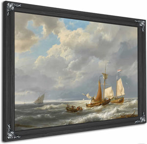 A Dutch Barge Offshore Amid Small Vessels In A Stiff Breeze By Hermanus Koekkoek The Elder