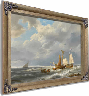 A Dutch Barge Offshore Amid Small Vessels In A Stiff Breeze By Hermanus Koekkoek The Elder