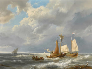 Hermanus Koekkoek The Elder A Dutch Barge Offshore Amid Small Vessels In A Stiff Breeze By Hermanus Koekkoek The Elder