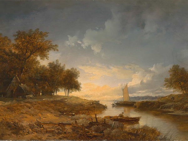 Remigius Adrianus Van Haanen A Dutch River Landscape In The Evening Light By Remigius Adrianus Van Haanen