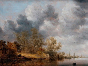 Salomon Van Ruysdael A Dutch Riverbank By Salomon Van Ruysdael