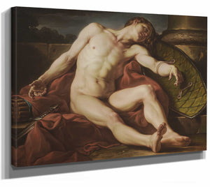 Jean Simon Berthelemy 14" x 11" / Stretched Canvas Wrap A Dying Gladiator By Jean Simon Berthelemy