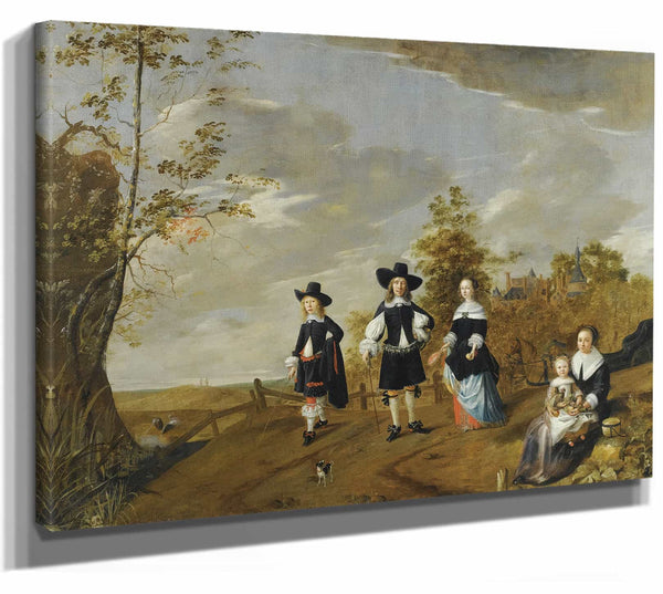 A Family Portrait In A Landscape Before Casteel Dursteede By Christiaen Van Colenbergh