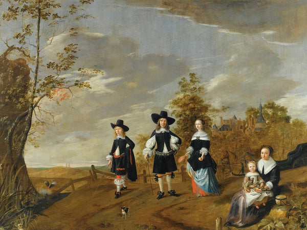 Christiaen Van Colenbergh A Family Portrait In A Landscape Before Casteel Dursteede By Christiaen Van Colenbergh