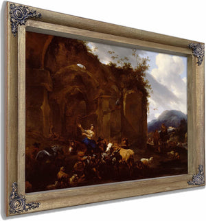 A Farrier And Peasants Near Roman Ruins By Nicolaes Pietersz Berchem