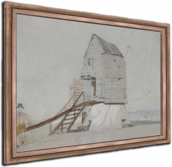 A Figure Beside A Windmill By George Bryant Campion