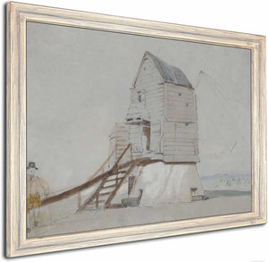 A Figure Beside A Windmill By George Bryant Campion