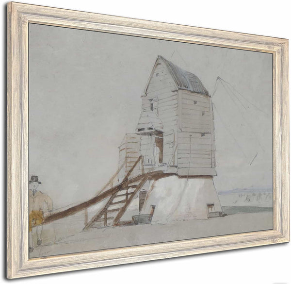 A Figure Beside A Windmill By George Bryant Campion