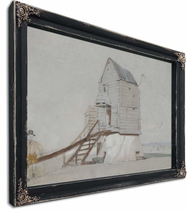 A Figure Beside A Windmill By George Bryant Campion