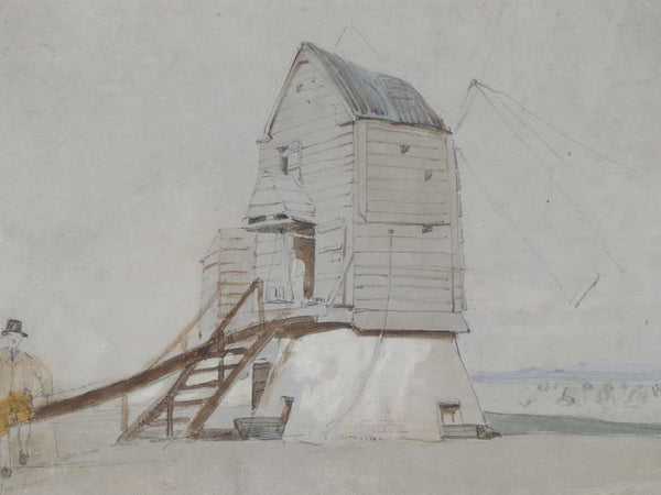 George Bryant Campion A Figure Beside A Windmill By George Bryant Campion