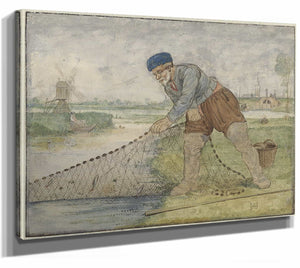 A Fisherman Hauling In His Net By Hendrick Avercamp