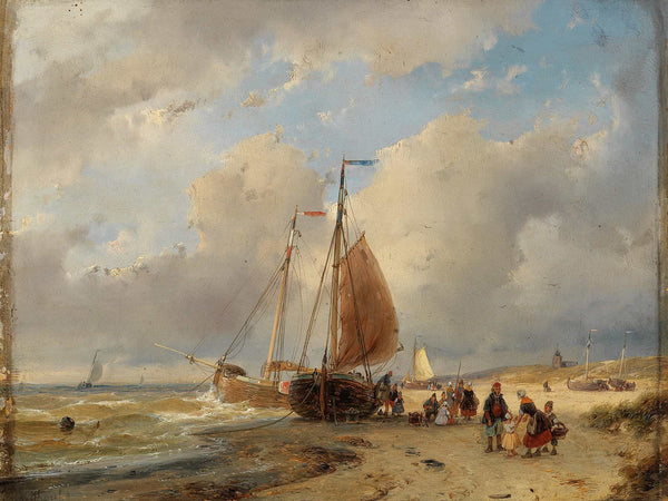 Andreas Schelfhout A Fisherman’s Family On The Beach By Andreas Schelfhout