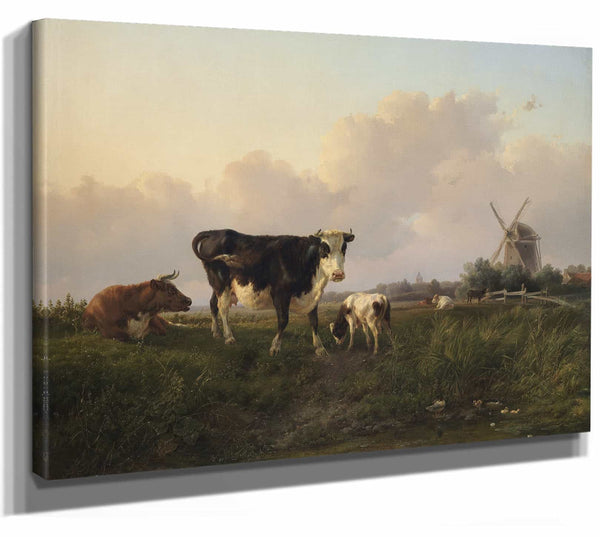 A Flat Landscape With Cattle By Jan Bedijs Tom