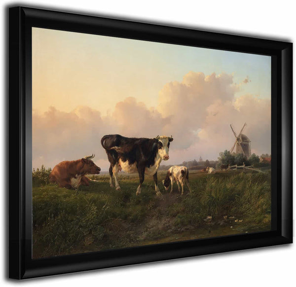 A Flat Landscape With Cattle By Jan Bedijs Tom