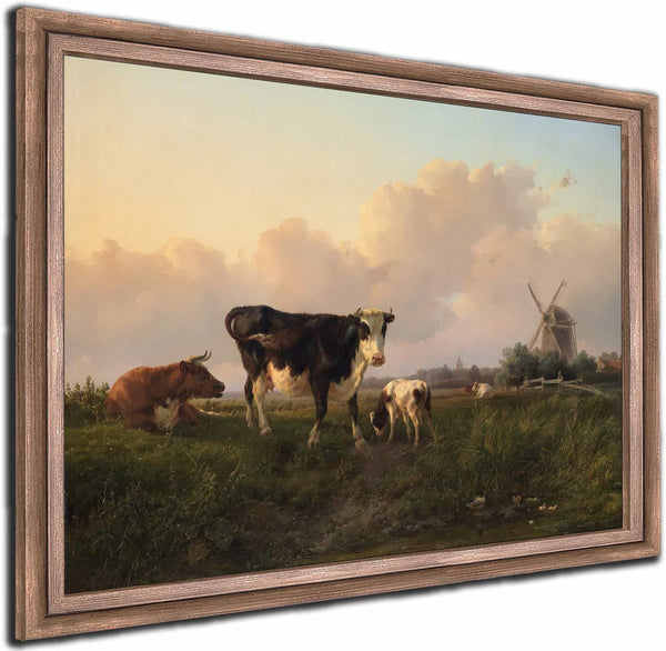 A Flat Landscape With Cattle By Jan Bedijs Tom