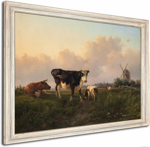 A Flat Landscape With Cattle By Jan Bedijs Tom