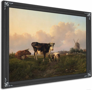 A Flat Landscape With Cattle By Jan Bedijs Tom