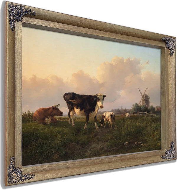 A Flat Landscape With Cattle By Jan Bedijs Tom