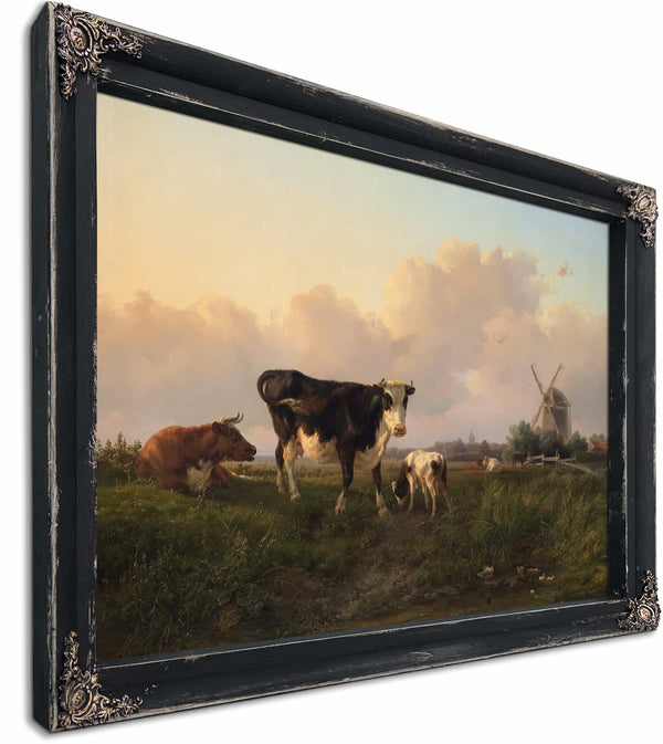 A Flat Landscape With Cattle By Jan Bedijs Tom