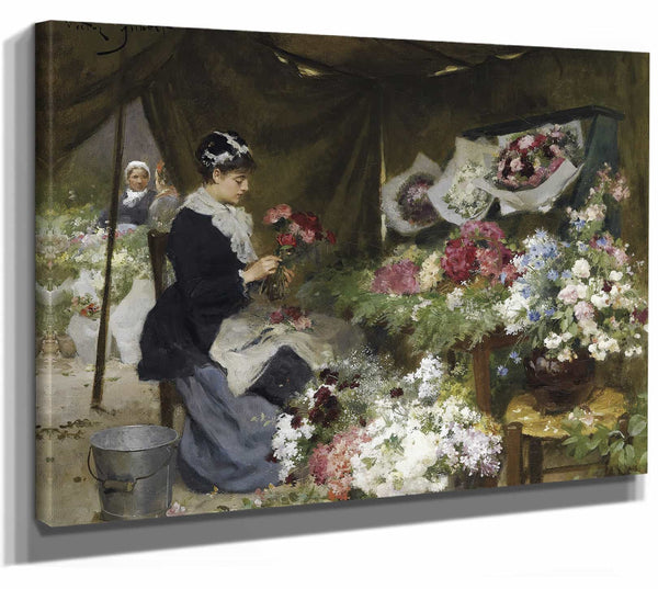 A Flower Seller Making Her Bouquets By Victor Gabriel Gilbert