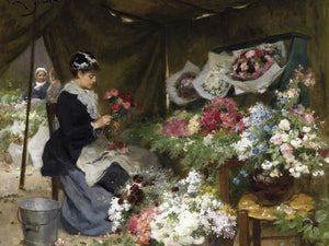 Victor Gabriel Gilbert A Flower Seller Making Her Bouquets By Victor Gabriel Gilbert