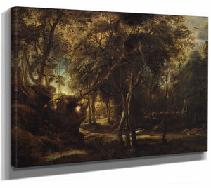 A Forest At Dawn With A Deer Hunt By Peter Paul Rubens