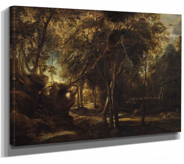 A Forest At Dawn With A Deer Hunt By Peter Paul Rubens