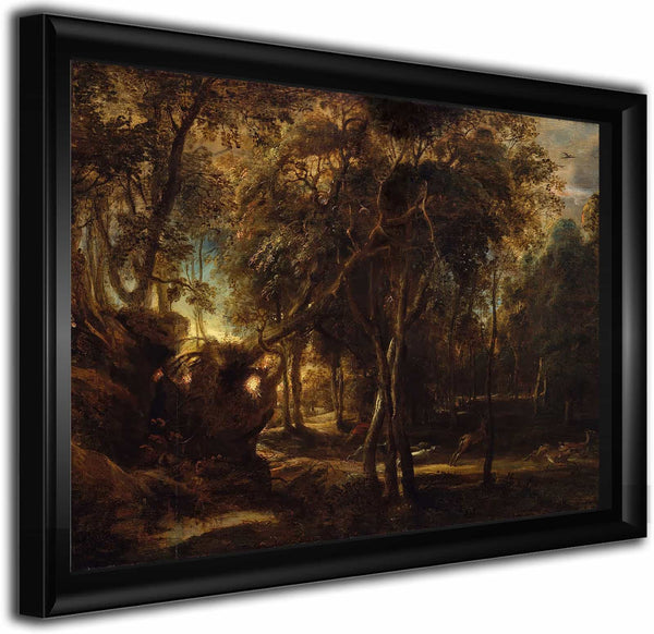 A Forest At Dawn With A Deer Hunt By Peter Paul Rubens