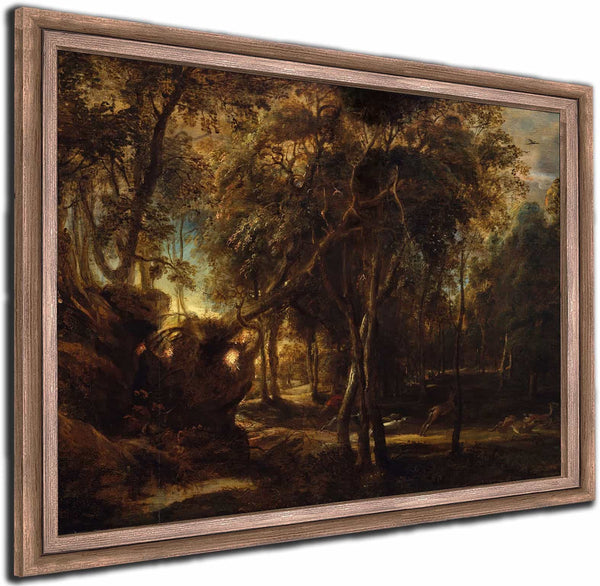 A Forest At Dawn With A Deer Hunt By Peter Paul Rubens