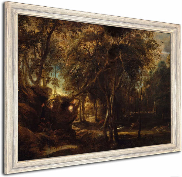 A Forest At Dawn With A Deer Hunt By Peter Paul Rubens