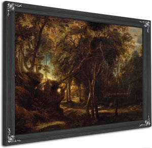 A Forest At Dawn With A Deer Hunt By Peter Paul Rubens