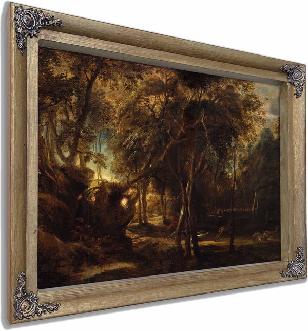 A Forest At Dawn With A Deer Hunt By Peter Paul Rubens