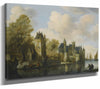 Follower Of Salomon Van Ruysdael A Fortified Town On A River With A Ferry By Follower Of Salomon Van Ruysdael