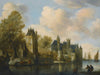 Follower Of Salomon Van Ruysdael A Fortified Town On A River With A Ferry By Follower Of Salomon Van Ruysdael