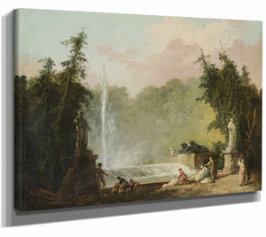 A Fountain In A Park By Hubert Robert