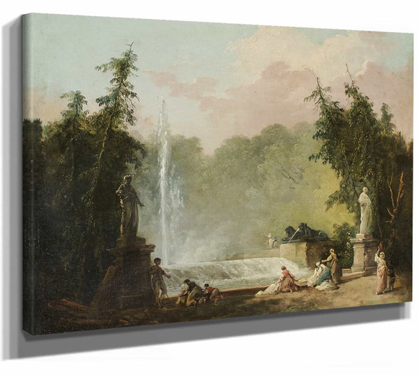 A Fountain In A Park By Hubert Robert