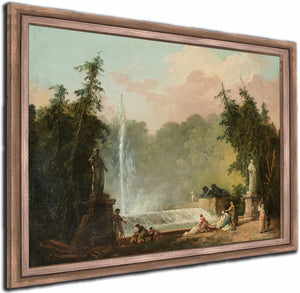 A Fountain In A Park By Hubert Robert